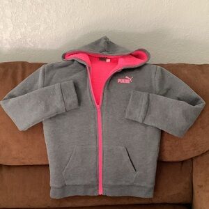 Puma Kids Hoodie in Gray with Pink Accents